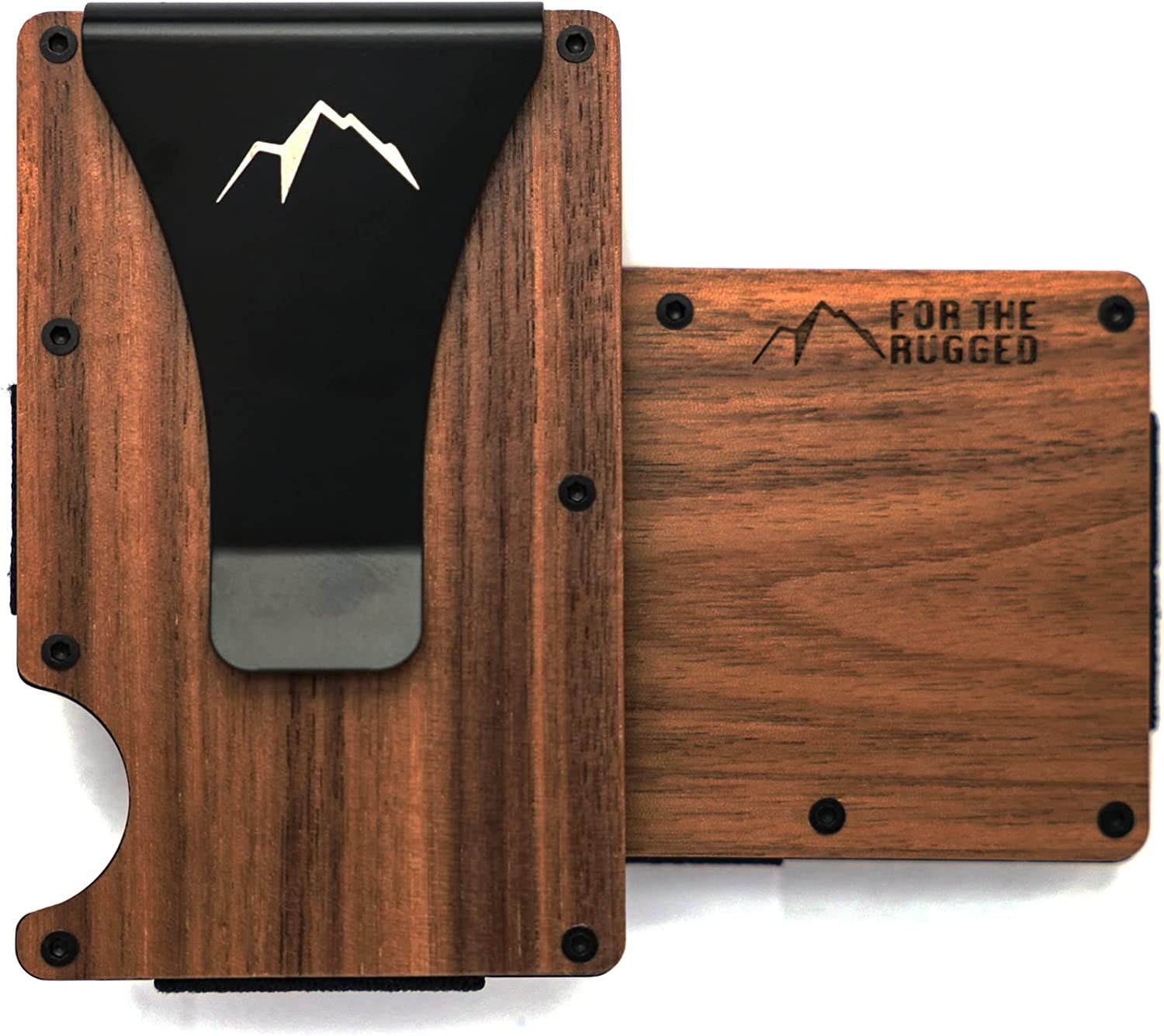 The Rugged Minimalist Wallet for Men and Women - Slim RFID Wallet | Scratch Resistant Carbon Fiber & Natural Walnut Wood Money Clip & Credit Card Holder, Easy Access Cards, Mens Wallet