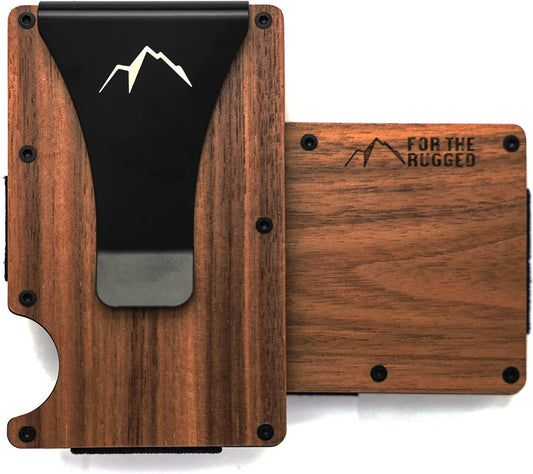 The Rugged Minimalist Wallet for Men and Women - Slim RFID Wallet | Scratch Resistant Carbon Fiber & Natural Walnut Wood Money Clip & Credit Card Holder, Easy Access Cards, Mens Wallet