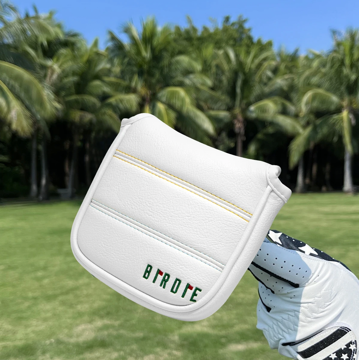 White Golf Headcovers Premium Leather