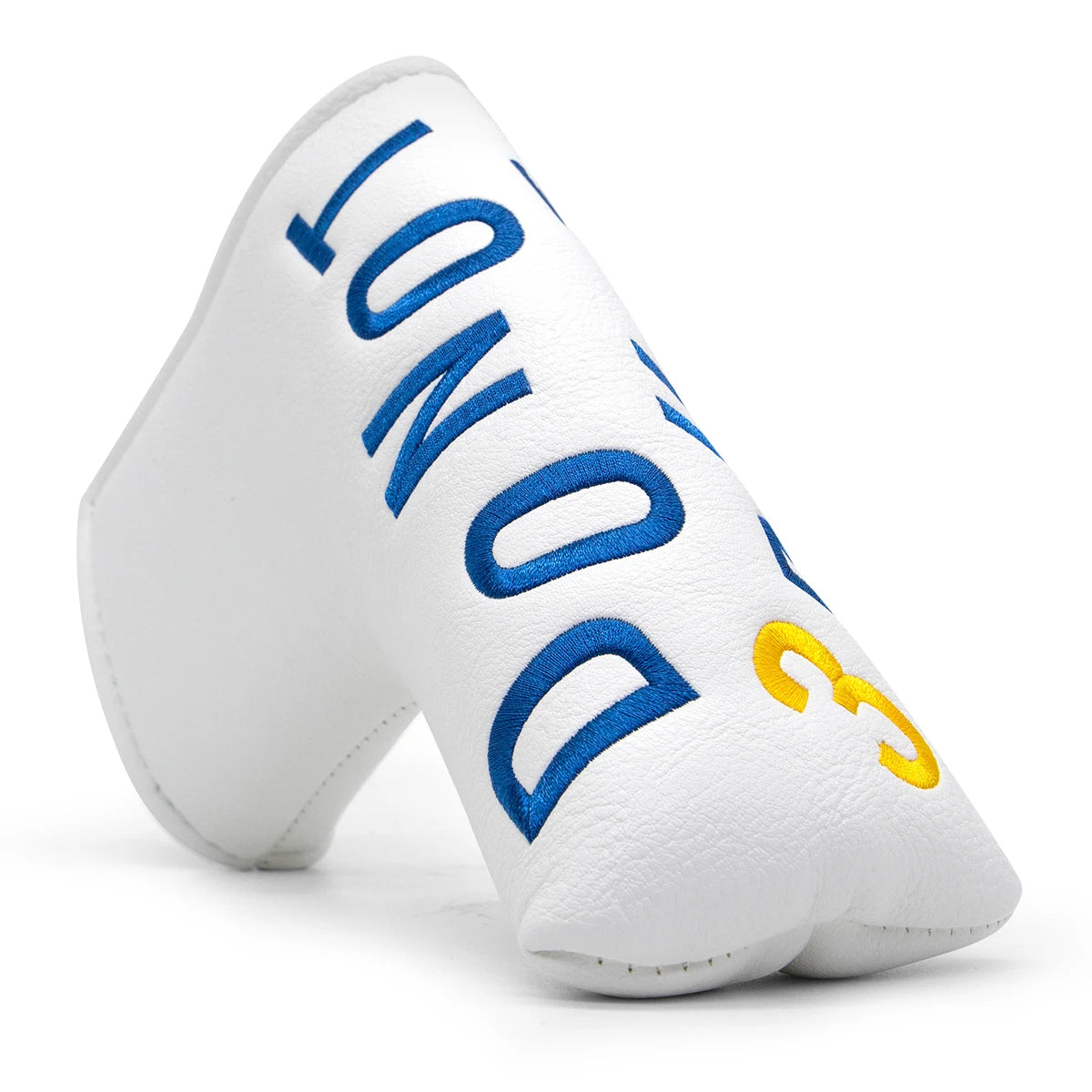 Golf Blade Mallet Putter Cover DO NOT 3PUTT Elegant Embroidery White Premium Leather Golf for Mallet Headcover with Magnetic