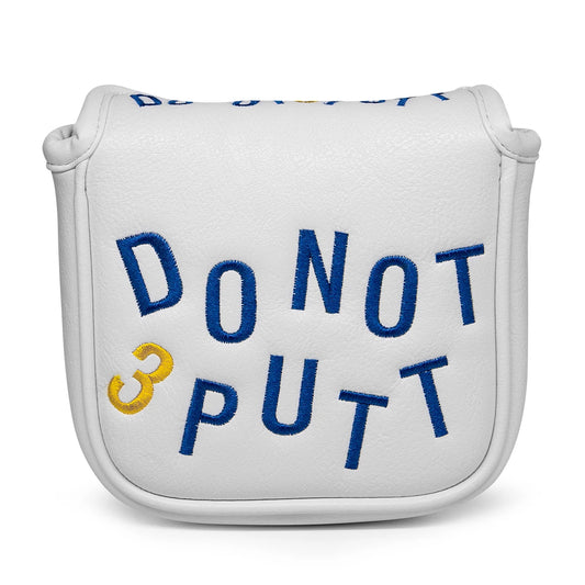 Golf Blade Mallet Putter Cover DO NOT 3PUTT Elegant Embroidery White Premium Leather Golf for Mallet Headcover with Magnetic